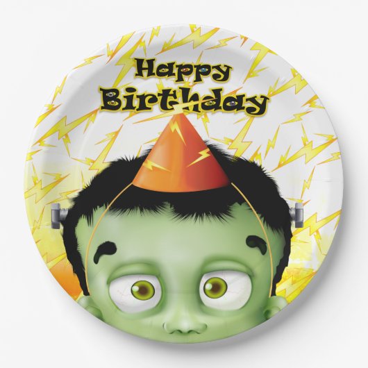 Frankenstein Monster Halloween Birthday Party Papieren Bordje (Voorkant)