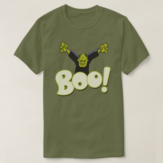 Frankenstein Monster Halloween BOO Type Green T-shirt (Design voorkant)