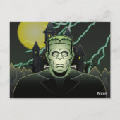 Frankenstein Monster Halloween Castle Lightning Briefkaart (Achterkant)