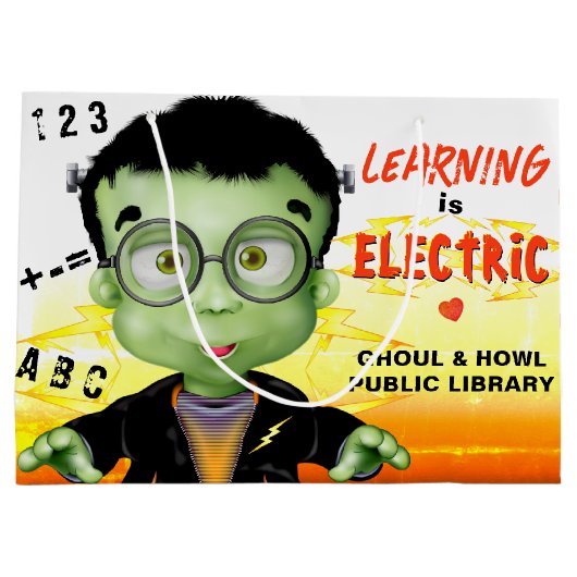 Frankenstein Monster Kleuterschool Bibliotheek Groot Cadeauzakje (Achterkant)