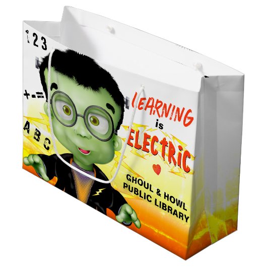Frankenstein Monster Kleuterschool Bibliotheek Groot Cadeauzakje (Voorkant Gekanteld)