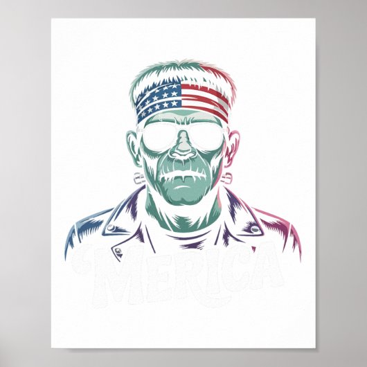 Frankenstein Monster Lover Sungles USA Vlag 4e van Poster (Voorkant)