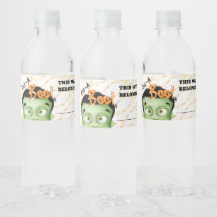 Frankenstein Monster Peek A Boo Halloween Party Waterfles Etiket