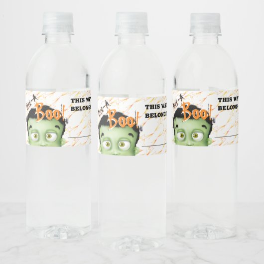 Frankenstein Monster Peek A Boo Halloween Party Waterfles Etiket (Flessen)