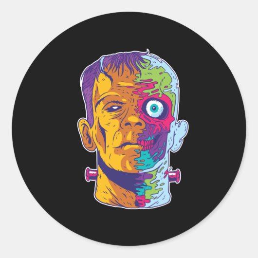 Frankenstein Monster Ronde Sticker (Voorkant)