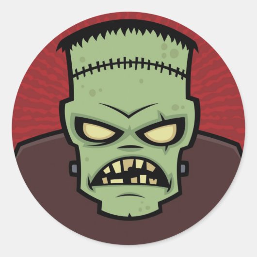Frankenstein Monster Ronde Sticker (Voorkant)