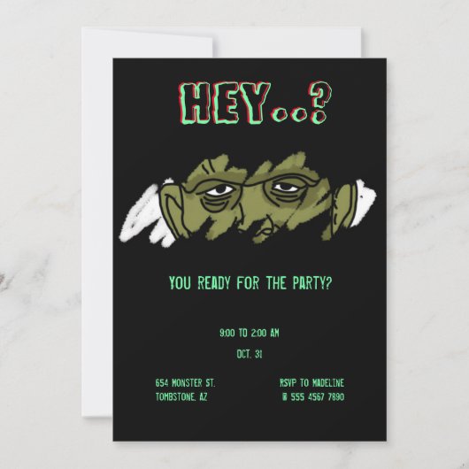 Frankenstein Monster Unorthodox Halloween Party in Kaart (Voorkant)