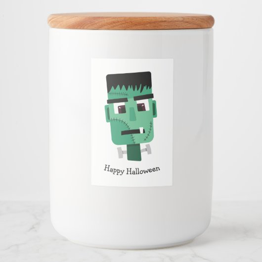 Frankenstein-monsterkop Voedselcontainer Etiket (Voorkant)