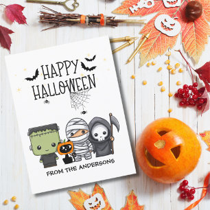 Frankenstein Mummie Grim Reaper Cute Kat Halloween Briefkaart