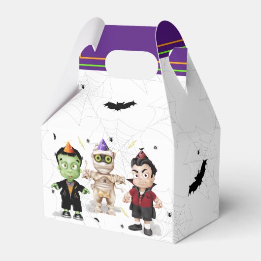 Frankenstein Mummy Dracula Halloween Birthday Bedankdoosjes (Achterkant)