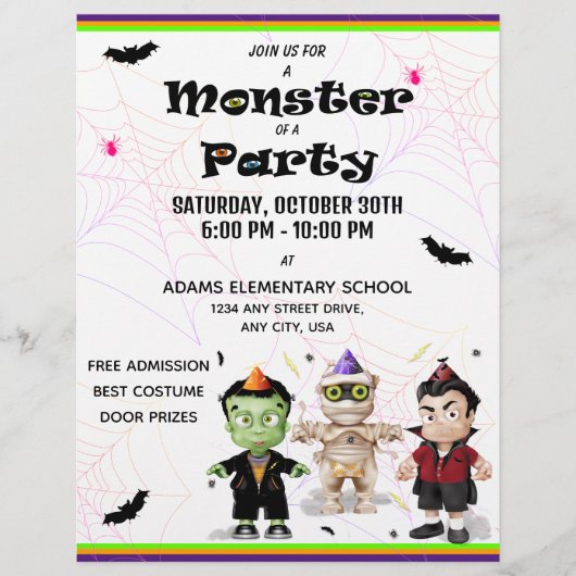 Frankenstein Mummy Dracula Halloween Costume Party Flyer (Voorkant)