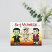 Frankenstein Mummy Dracula Halloween Monster Briefkaart (Staand voorkant)