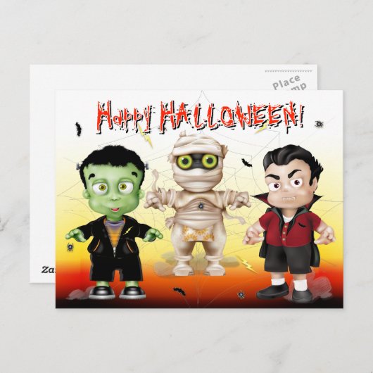 Frankenstein Mummy Dracula Halloween Monster Briefkaart (Voorkant / Achterkant)