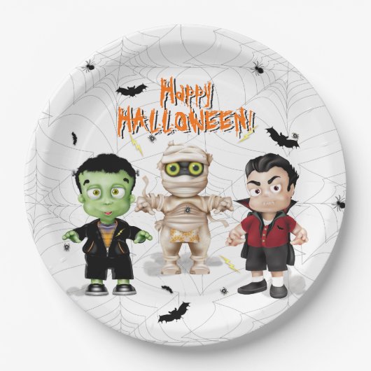 Frankenstein Mummy Dracula Halloween Monster Party Papieren Bordje (Voorkant)