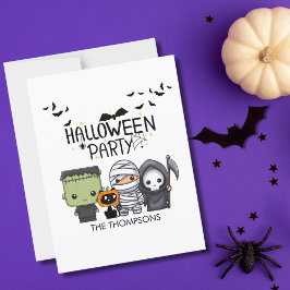 Frankenstein Mummy Grim Reaper Schattige Cat Hallo Briefkaart