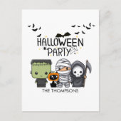 Frankenstein Mummy Grim Reaper Schattige Cat Hallo Briefkaart (Voorkant)