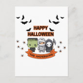 Frankenstein Mummy Grim Reaper Schattige Cat Hallo Briefkaart (Voorkant)