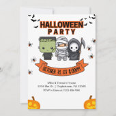 Frankenstein Mummy Grim Reaper Schattige Halloween Kaart (Voorkant)