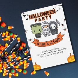 Frankenstein Mummy Grim Reaper Schattige Halloween Kaart