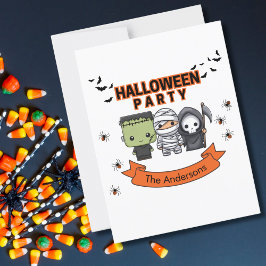 Frankenstein Mummy Grim Reaper Spooky Halloween Briefkaart