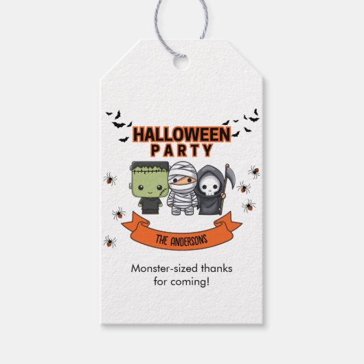 Frankenstein Mummy Grim Reaper Spooky Halloween Cadeaulabel (Voorkant)