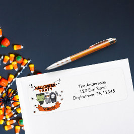 Frankenstein Mummy Grim Reaper Spooky Halloween Etiket