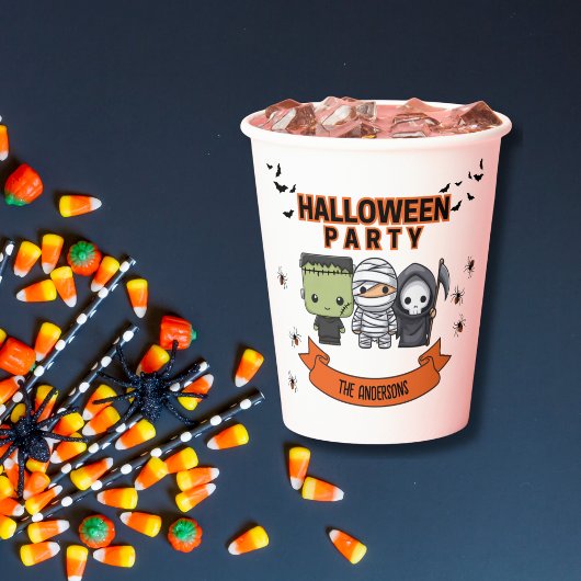 Frankenstein Mummy Grim Reaper Spooky Halloween Papieren Bekers