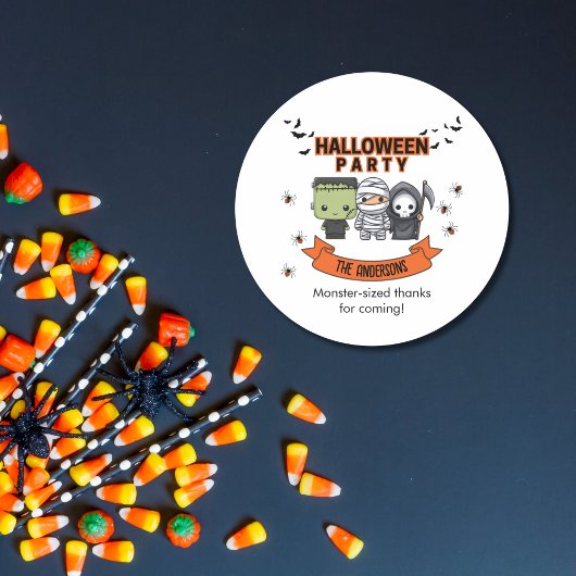 Frankenstein Mummy Grim Reaper Spooky Halloween Ronde Sticker