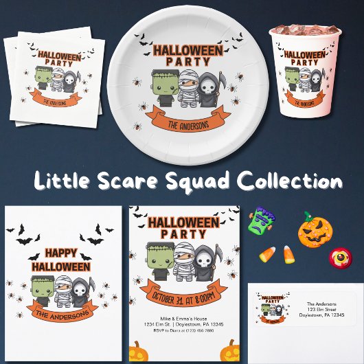 Frankenstein Mummy Grim Reaper Spooky Halloween Servet