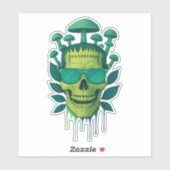 Frankenstein Mushroom Skull Sticker (Vel)