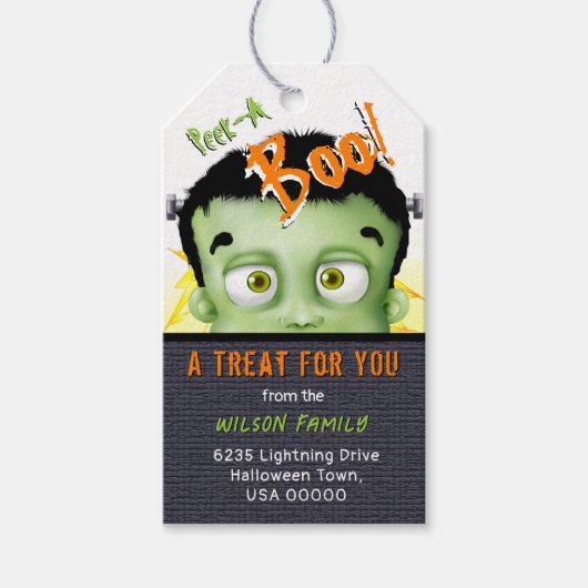 Frankenstein Peek A Boo Address Cadeaulabel (Voorkant)
