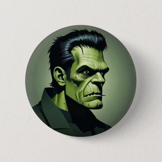 Frankenstein pen/knop ronde button 5,7 cm (Voorkant)