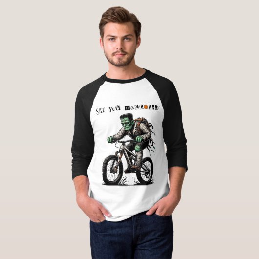 Frankenstein rijdt naar Halloween T-shirt (Voorkant volledig)