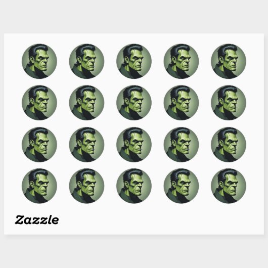 Frankenstein ronde stickers (Vel)