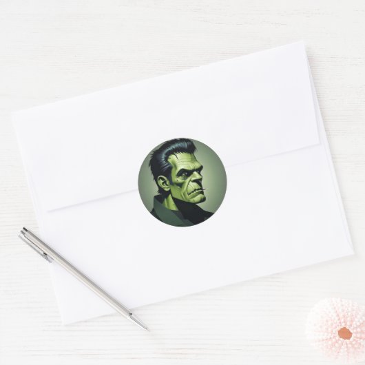 Frankenstein ronde stickers (Envelop)