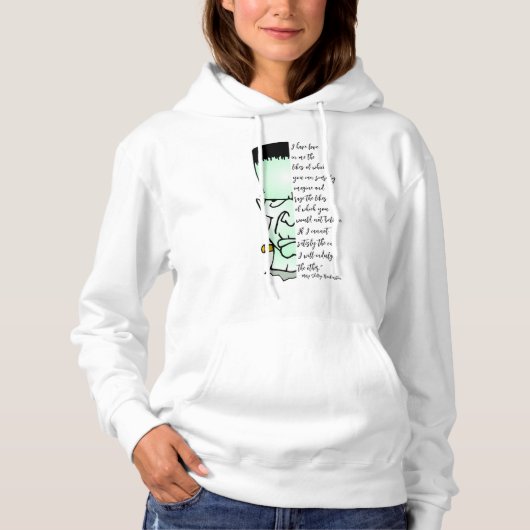 Frankenstein’s Monster, Liefde en Rage Quote Hoodie (Voorkant)