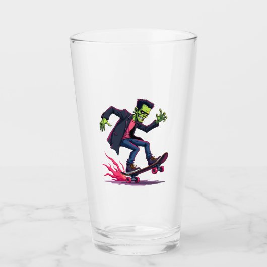 Frankenstein Skater � Cool Halloween Streetwear Sh Glas (Voorkant)