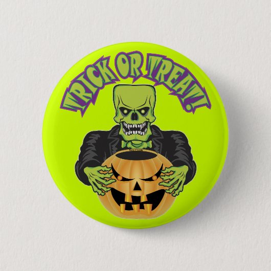 Frankenstein Skull Ronde Button 5,7 Cm (Voorkant)