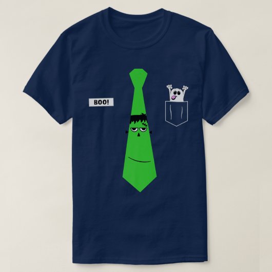 Frankenstein Stropdas Pocket Ghost Halloween Assoc T-shirt (Design voorkant)