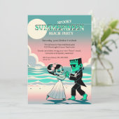 Frankenstein Summerween Beach Party Retro Dansen Kaart (Staand voorkant)