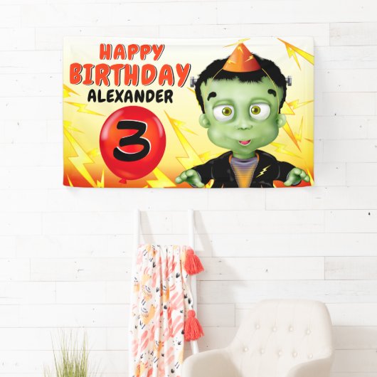 Frankenstein verjaardagsfeestje spandoek (Insitu)