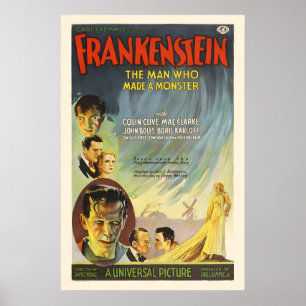 Frankenstein - Vintage Stijl 1930s Sci-Fi Film Poster