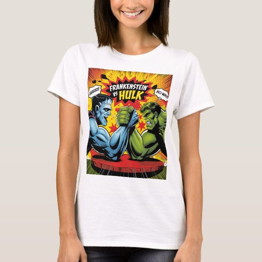 Frankenstein vs Hulk - Classic Pop Art T-shirt (Voorkant)