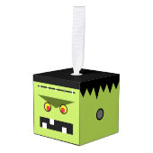 Frankenstein Wooden Cube Halloween Ornament (Voorkant hoekig)
