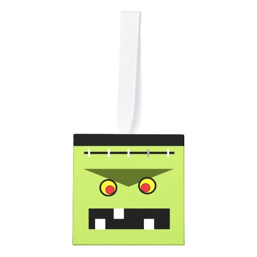 Frankenstein Wooden Cube Halloween Ornament (Voorkant)
