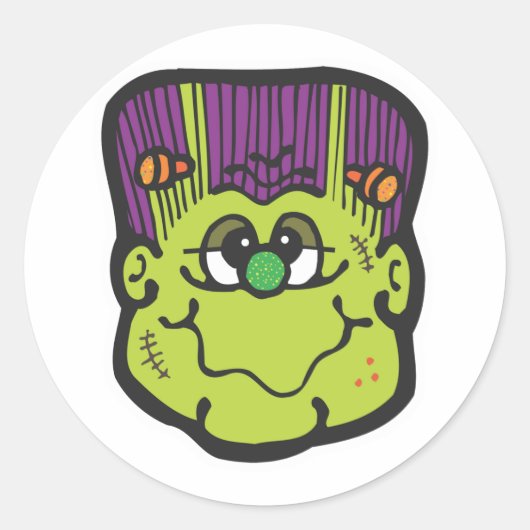 frankenstein ziet cartoon ronde sticker (Voorkant)