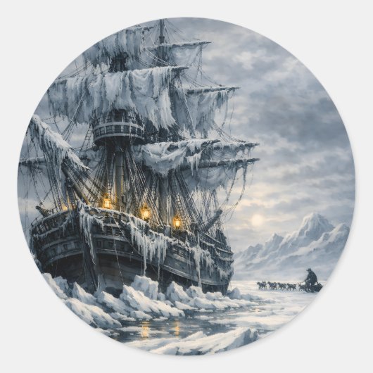 Frankensteins Arctische Jacht van BurnsInHell Ronde Sticker (Voorkant)