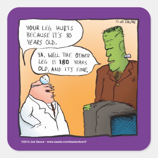 Frankensteins Doctor Cartoon Vierkante Sticker (Voorkant)