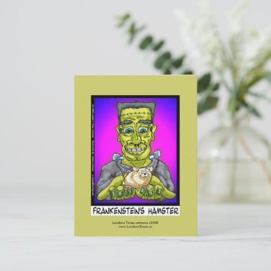 Frankenstein's hamster Funny Cartoon Briefkaart (Staand voorkant)