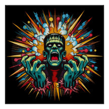 Frankenstein's Melt Down Glossy Poster